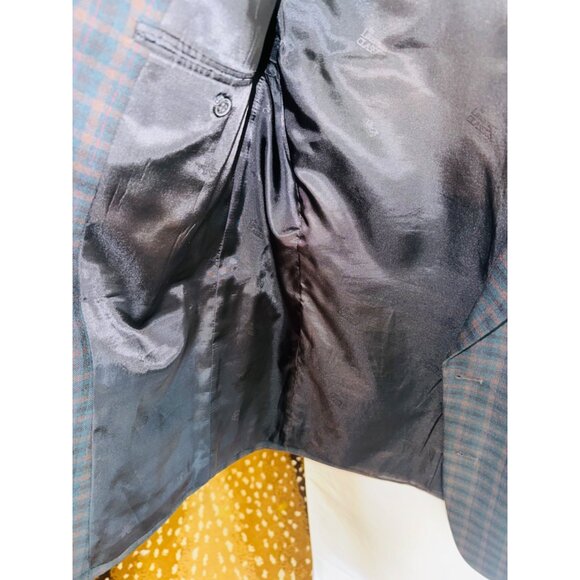 Lawman Classics Navy Maroon Plaid Lightweight Wool Blend Suit Jacket Blazer 42 - Picture 9 of 9